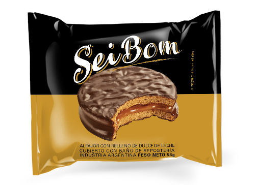 Alfajor de chocolate relleno con dulce de leche